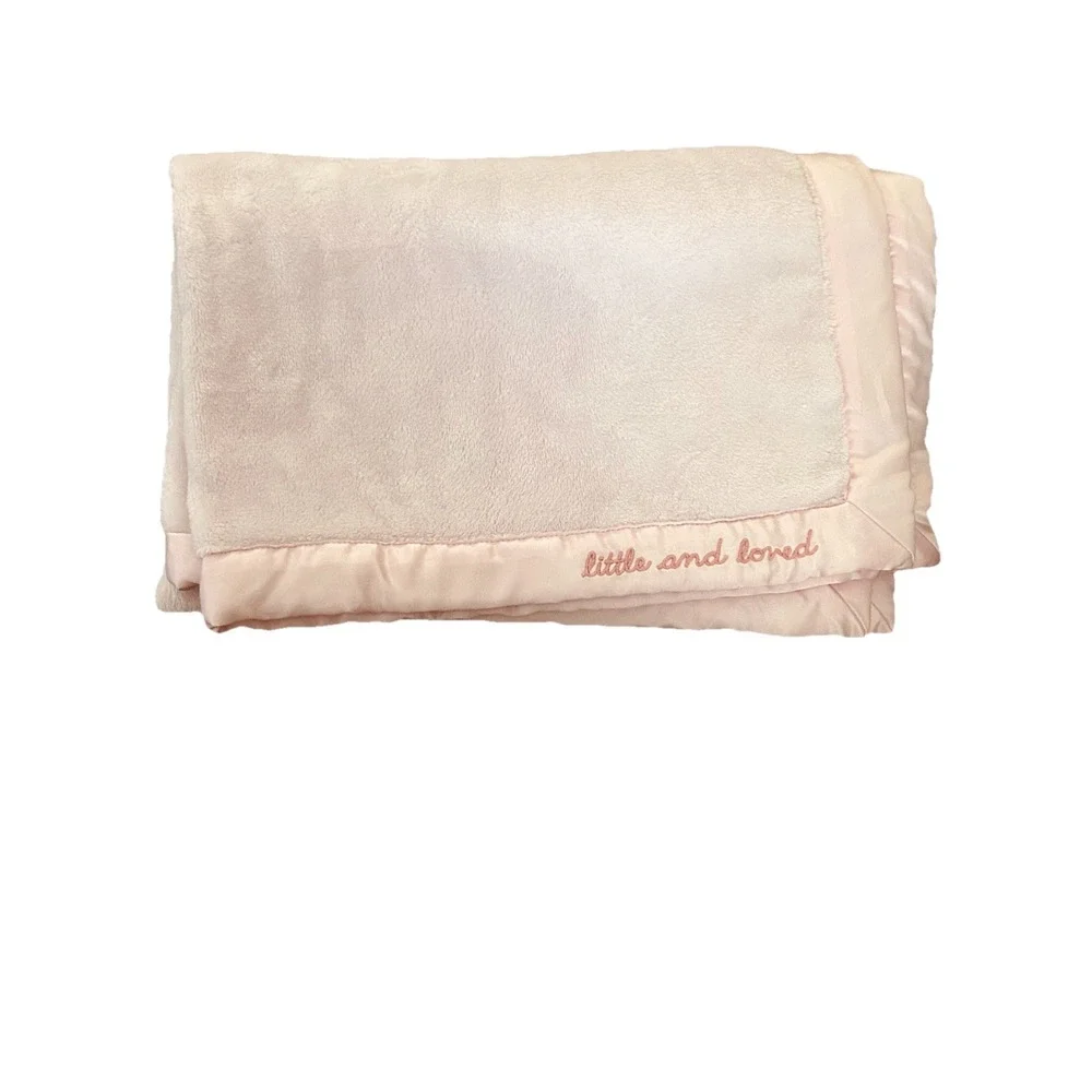 Carter's Pink Plush Baby Crib Blanket Little and Loved Satin Trim Security 40x30